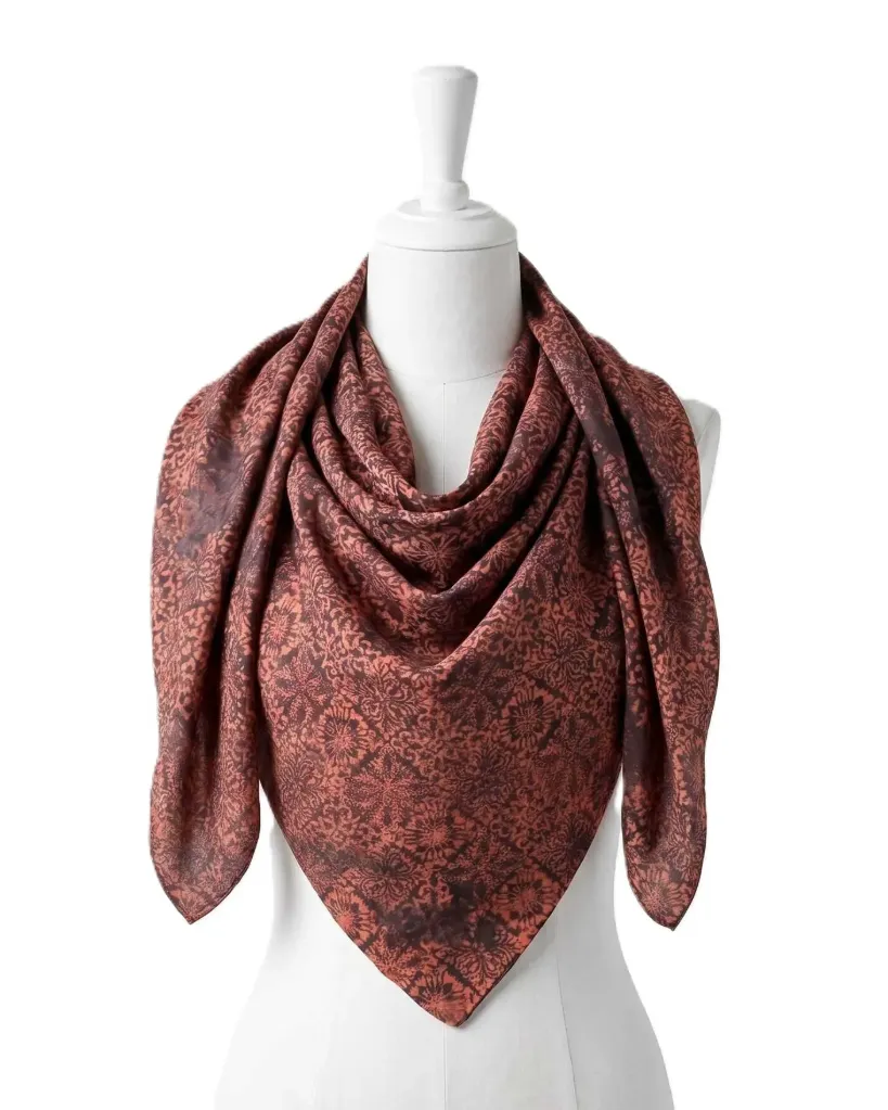 Empat Corak Terracotta - Handmade Batik Tudung Bawal